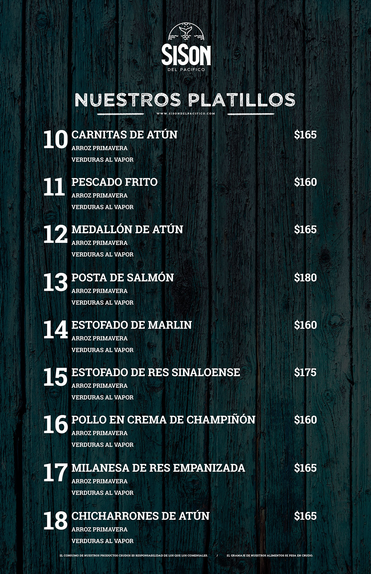 Menu SiSon del Pacifico